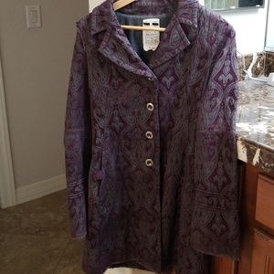Jacquard texture mid length coat